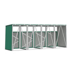 4 Bin Storage Shed – Heavy-duty Galvanized Steel Outdoor Bin Store With Lift-up Lids & Lockable Doors | Green