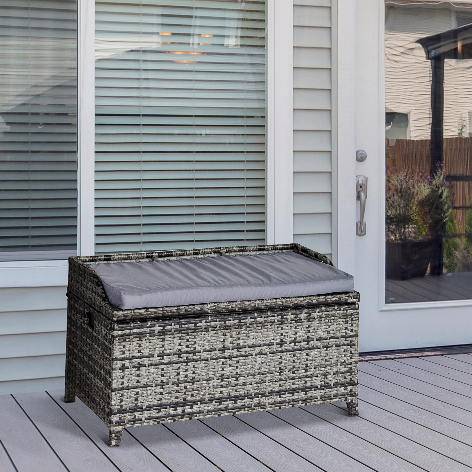 Pe Rattan Outdoor Storage Benches, Aluminium Garden Bench