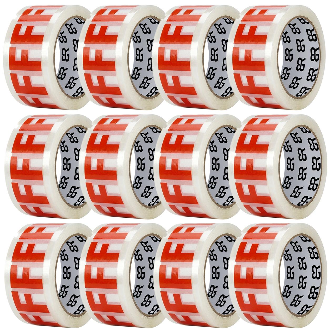 Fragile Tape 48mm X 66m Packing Tape For Parcels & Boxes | 12 Rolls