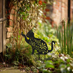 Metal Cat Silhouette Garden Ornament Outdoor Garden Decor