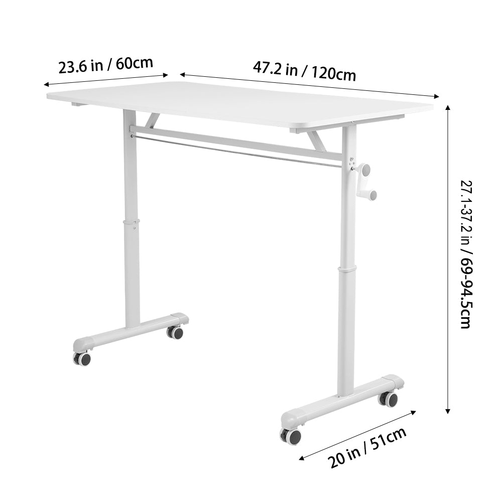 Manual Standing Height-adjustable Desk Computer Desk With Wheels | Large