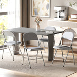 HOMCOM Folding Chairs Set Of 4, Foldable Chairs With Cushions, Light Grey