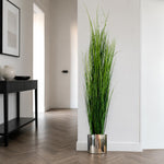 130cm Artificial Onion Grass Plant With Silver Metal Plater