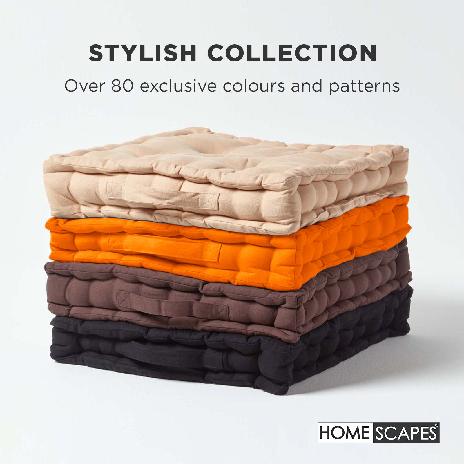 Cotton Plain Floor Cushion | 50cm x 50cm | Orange