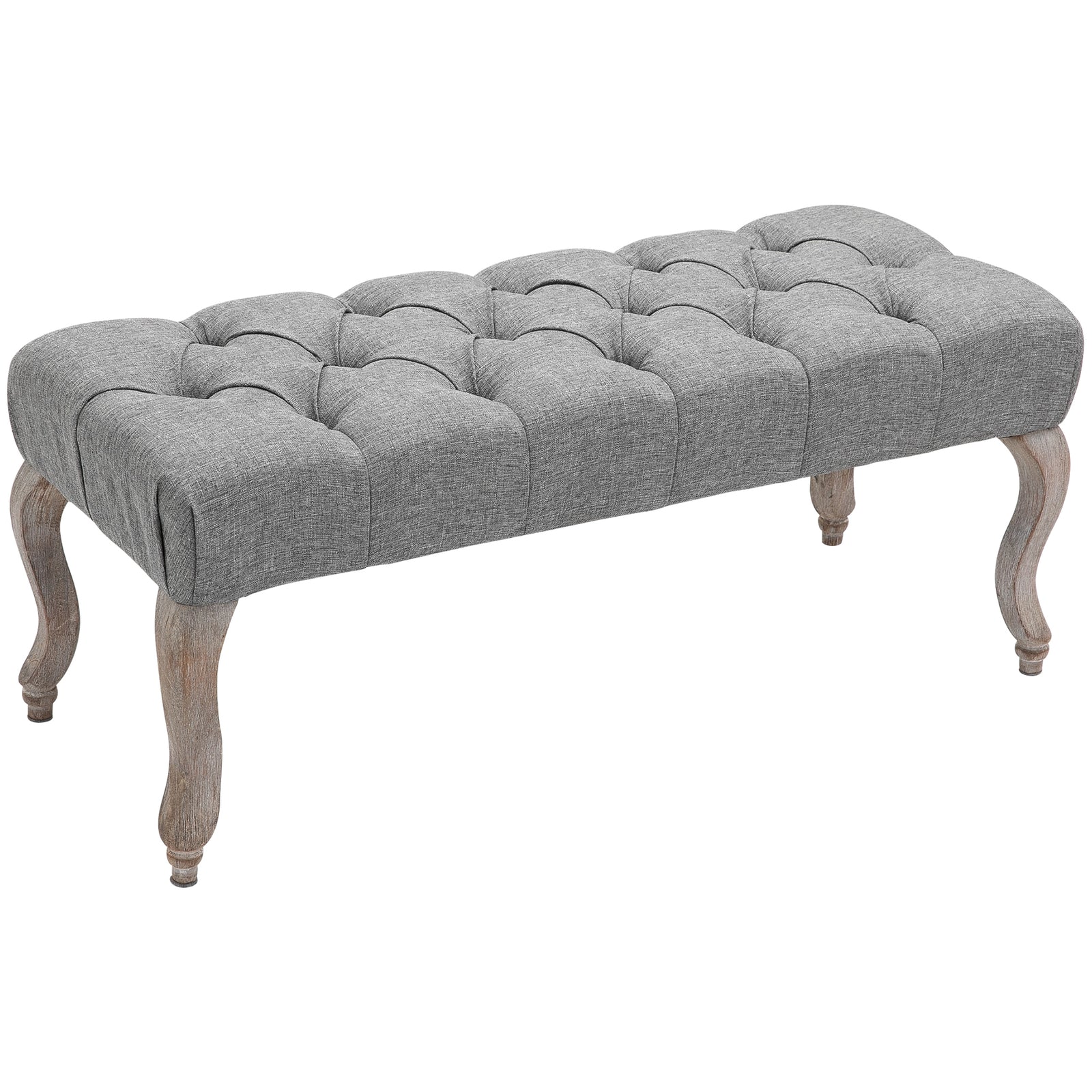 Tufted Upholstered Accent Bench Window Seat Fabric Ottoman