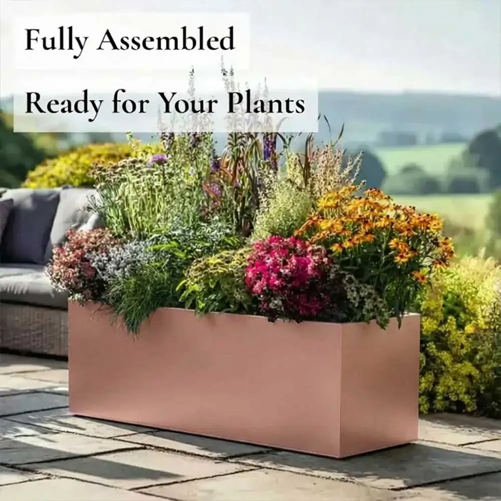 Zinc Galvanised Trough Planter | 100cm x 40cm x 40cm | Rose Gold