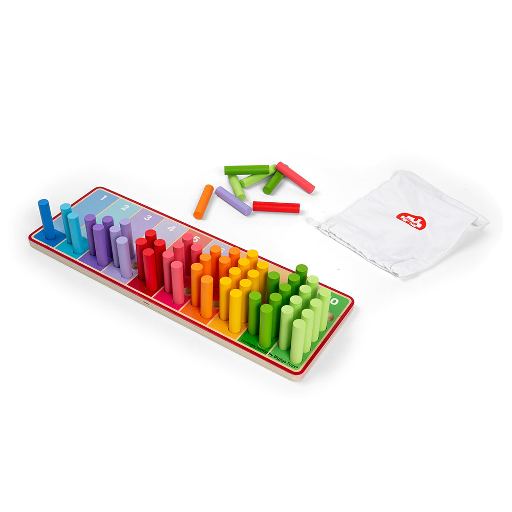 Wooden Rainbow Counting Sticks Game, Includes 55 Sticks