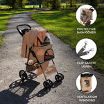 Pet Stroller With Rain Cover | Beige