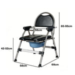 Folding Commode Chair Adjustable Height Bedside Toilet Shower Seat 150kg | Black