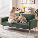 2 Seater Sofa, Velvet Small Couch With Plush Backrest | Dark Green