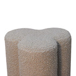 Solid Mango Wood Mud Boucle Clover Footstool