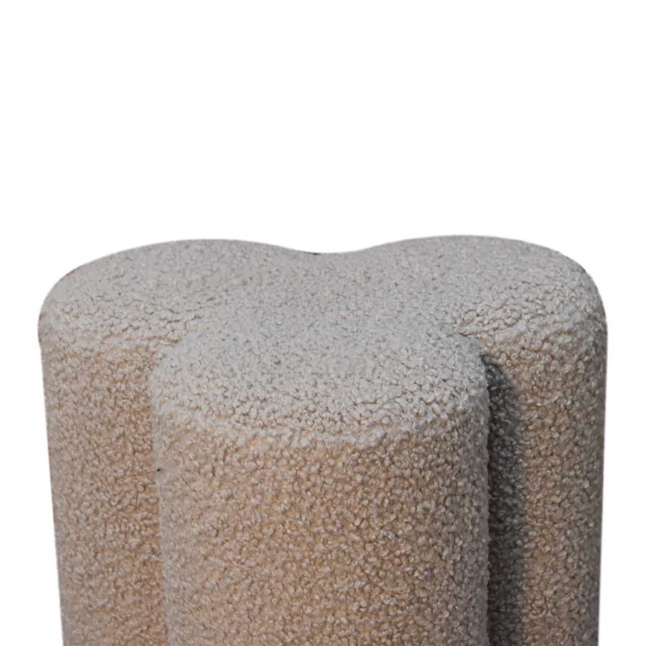 Solid Mango Wood Mud Boucle Clover Footstool