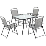 5 Piece Garden Set 4 Folding Chairs W/ Parasol Hole