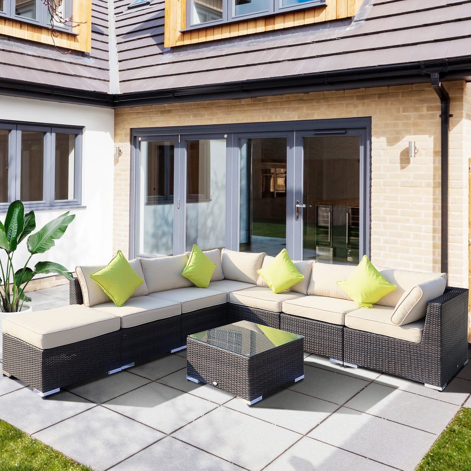 8pc Rattan Sofa Garden Furniture Aluminium Outdoor Patio Set | Brown