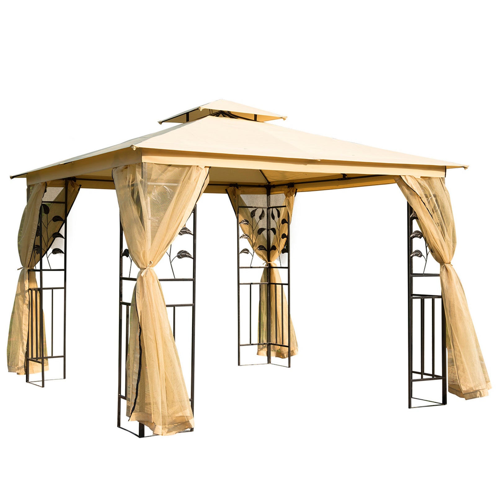 3(m) X 3(m) Patio Garden Metal Gazebo Marquee Party Tent | Beige