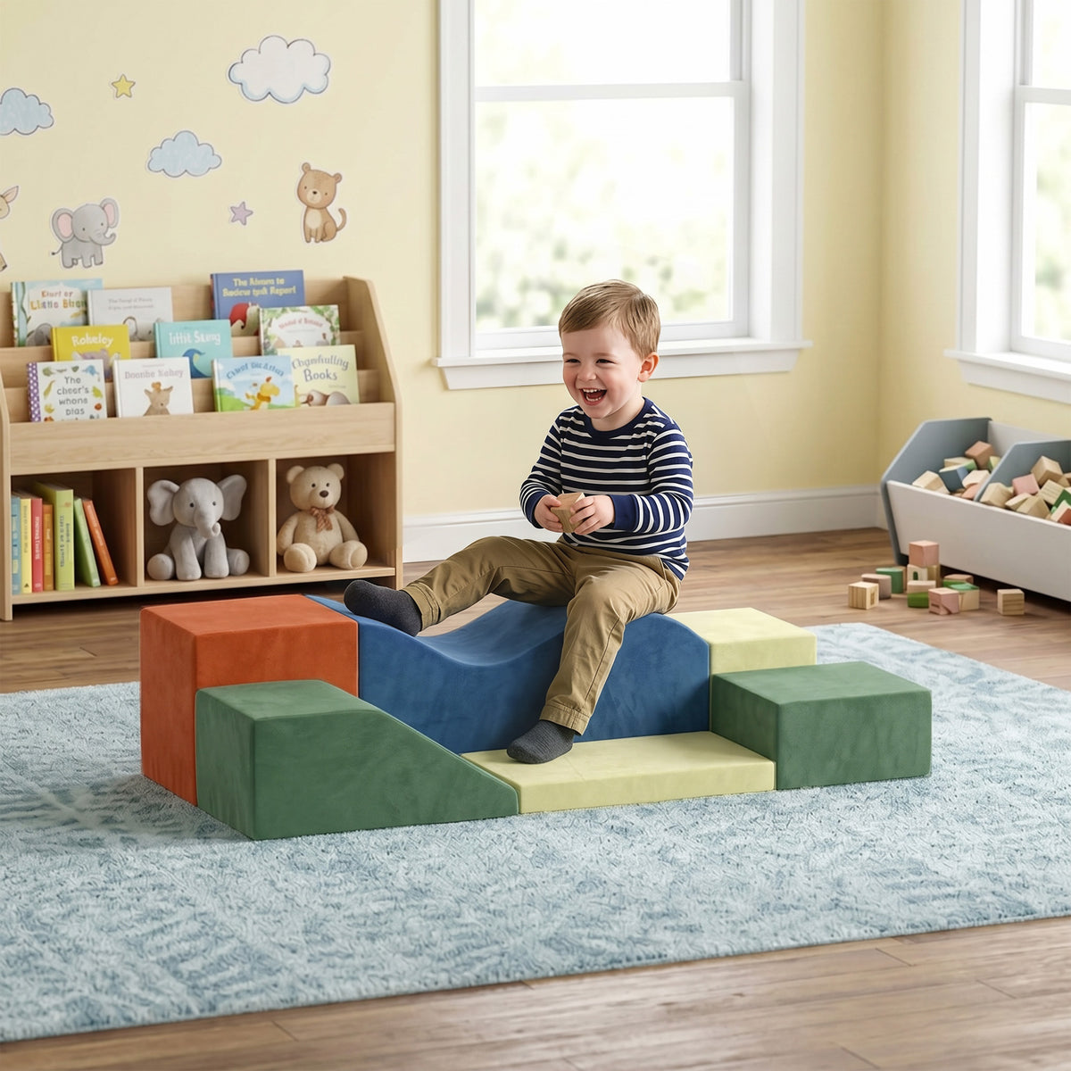 Kids Soft Play Set, 6pcs Foam Climbing Blocks With Non-slip Base