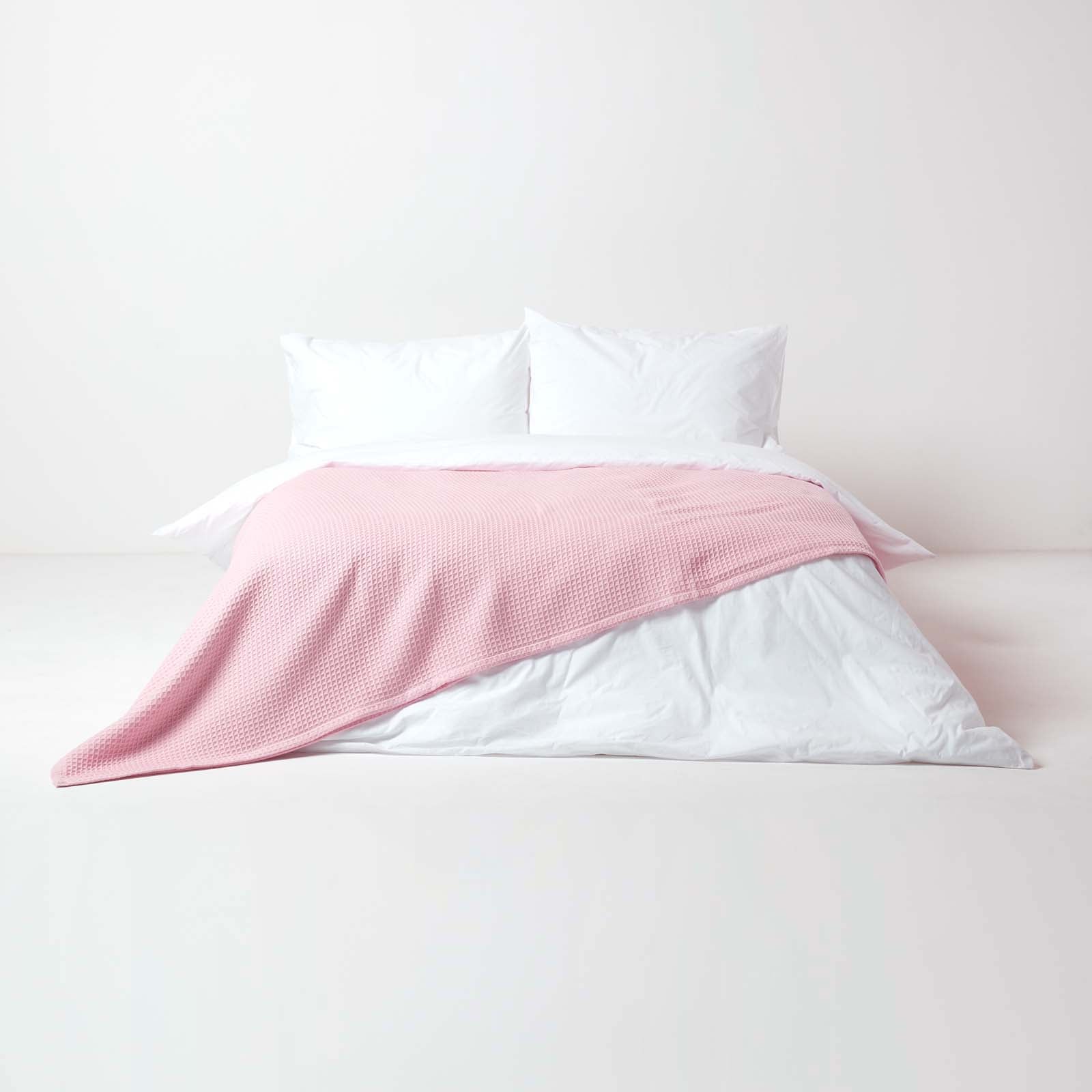 Organic Cotton Waffle Blanket/ Throw | 280cm x 230cm | Pink