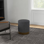 Modern Round Footstool, Fabric Upholstered Foot Rest | One Size | Charcoal Gray
