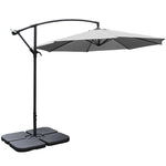 3m Banana Cantilever Patio Parasol For Outdoor Sunshade And Rain With A Cross Base And A Square Base | One Size | Light Grey