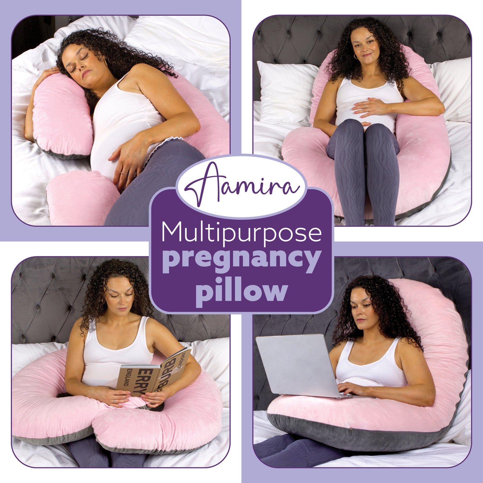 C Shaped Pregnancy Pillow, 140x65x20cm Shredded Memory Foam Full Body Maternity Cushion For Sleeping | C Shape | Pink