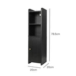 Bathroom Cabinet Slim Corner Storage Adjustable Shelves Pb Mdf | Black
