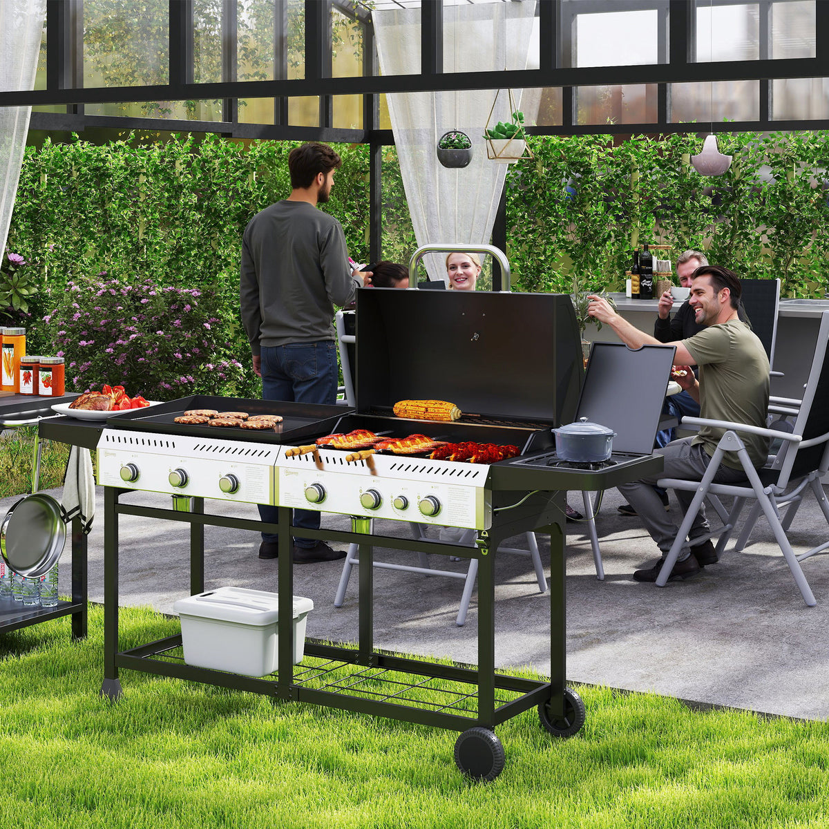 2-in-1 Gas & Plancha Grill, 6 Burners