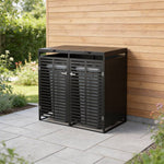 Double Wheelie Bin Storage Shed –ventilated Trash Bin Galvanized Steel Rubbish Bin Store For With Lockable Door & Lift-up Lids