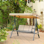3 Seater Garden Swing Patio Hammock With Canopy For Outdoor | Beige