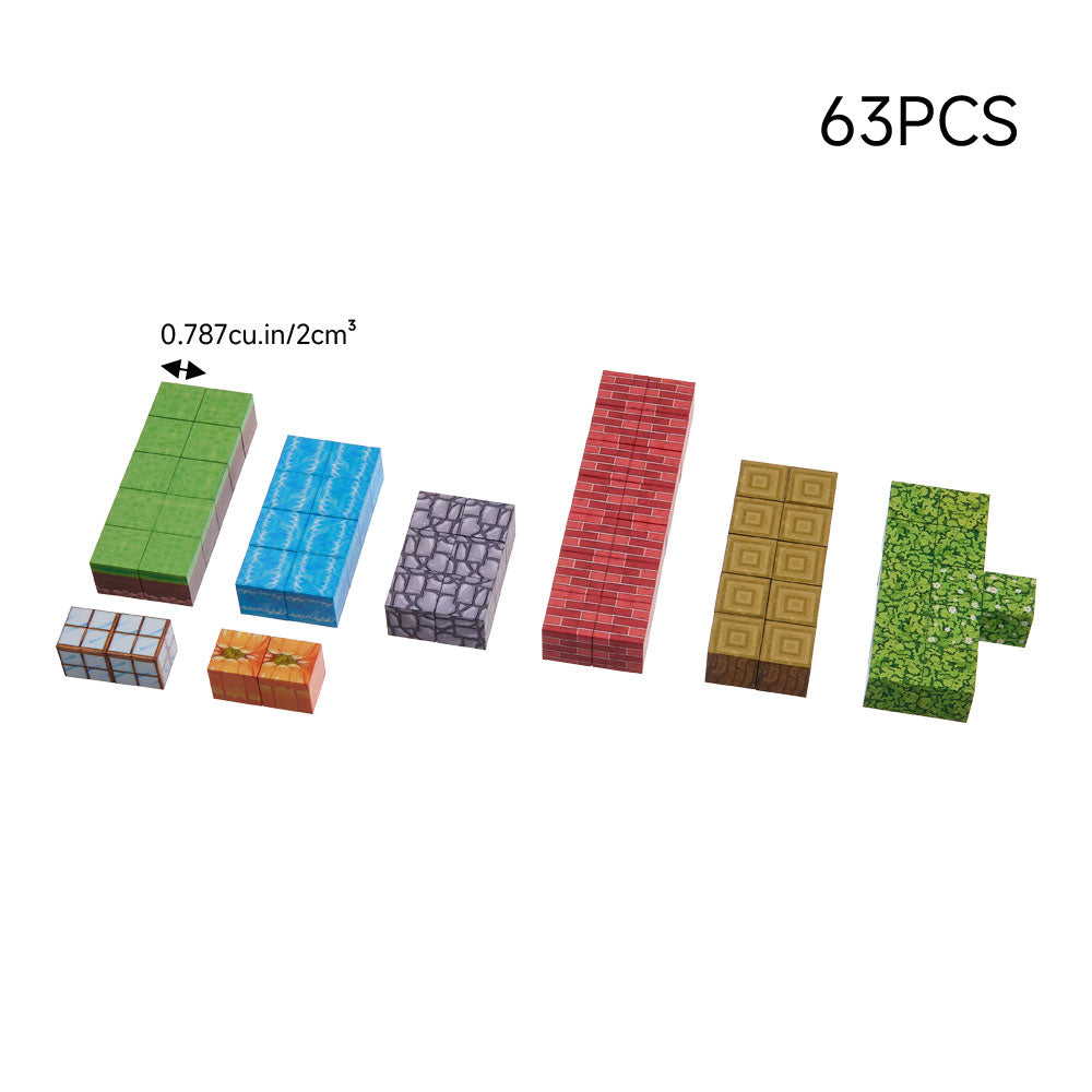 Kid-safe Magnetic Building Blocks Toy Set 63pcs Jungle Forest Theme