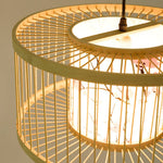 Rustic Bamboo Woven Pendant Light – Cylindrical Lampshade With Natural Beech Tone For Cozy Home Décor