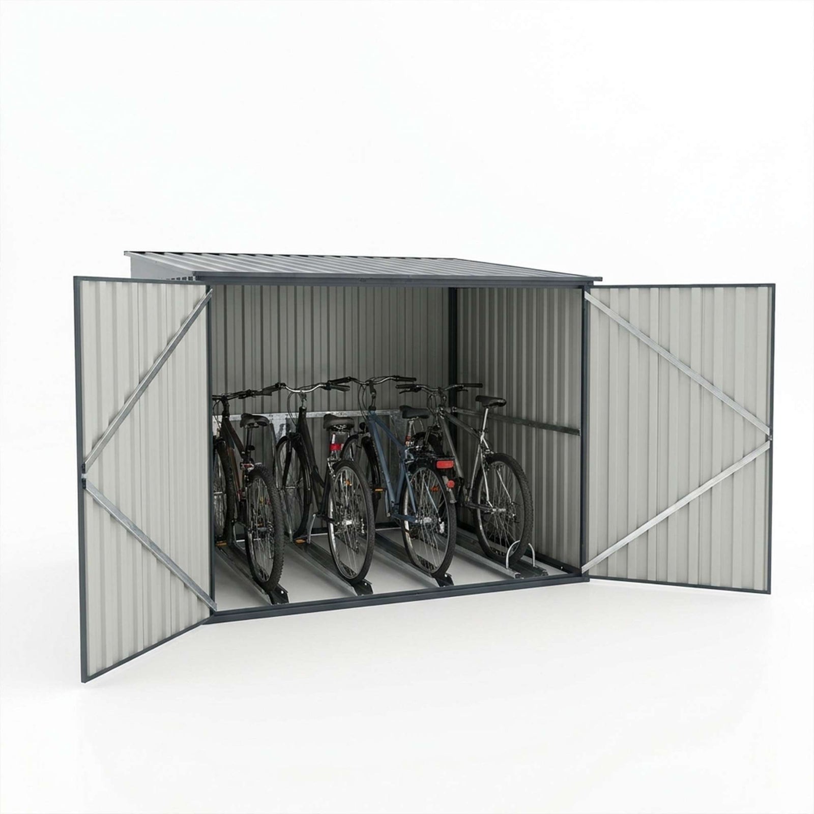 Outdoor Metal Garden Bike Storage Shed Bicycle Storage For Up To 4 Bikes