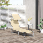 Reclining Sun Lounger Folding Recliner Garden Chair | Set of 1 | Beige