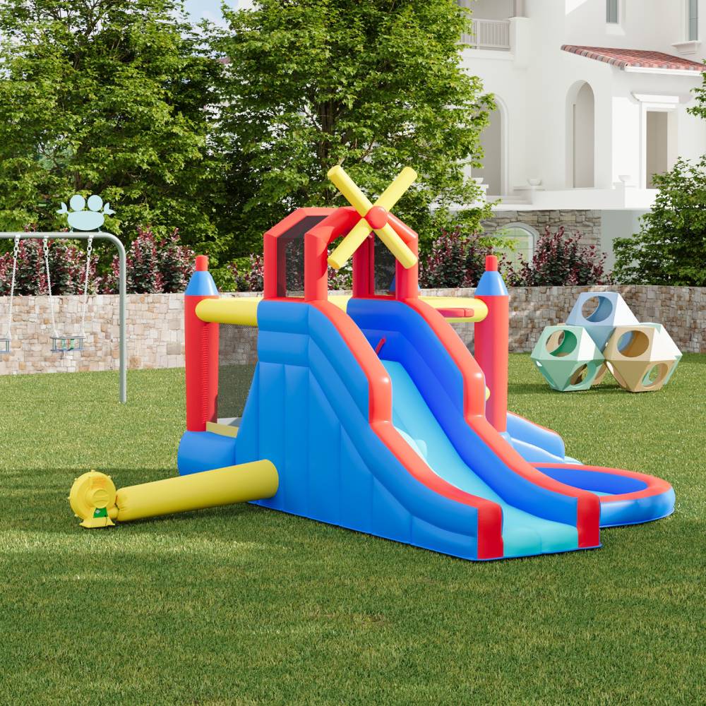 Breeins Large Inflatable Castle Bouncy House With Double Slides, Kids Bounce House Play Centre,heavy-duty Oxford Fabric, 480w Air Blower Included
