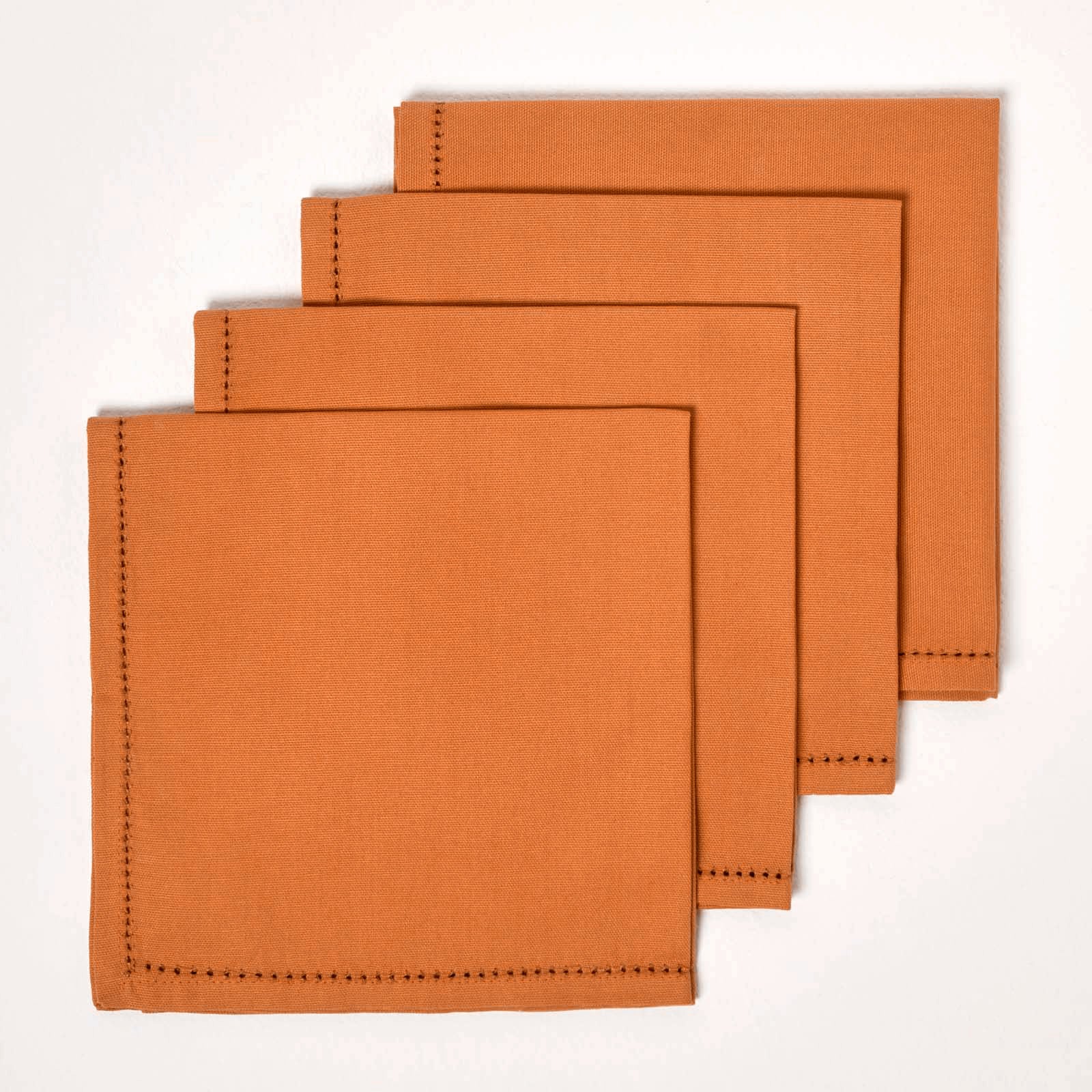 Plain Cotton Fabric 4 Napkins Set | 45cm x 45cm | Burnt Orange