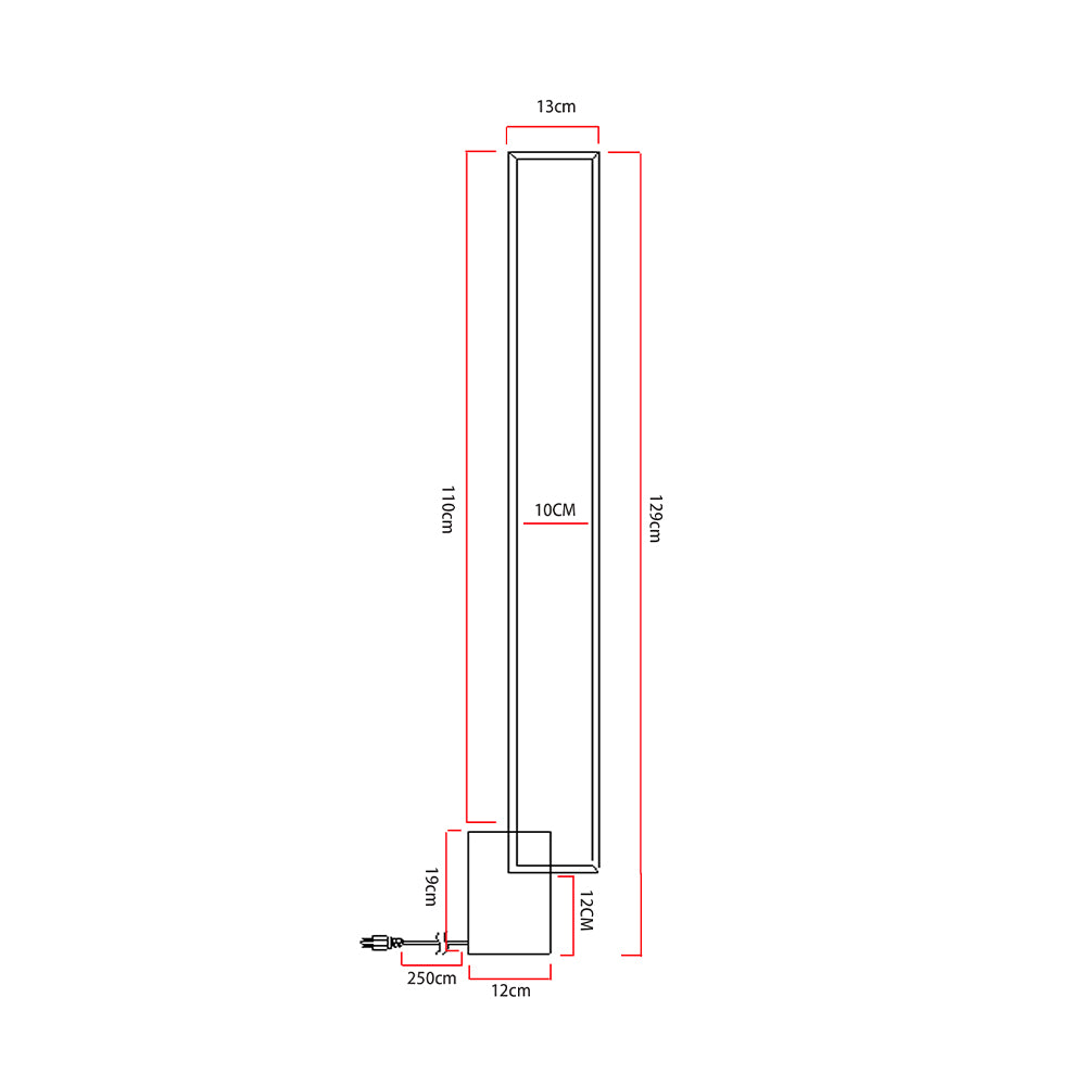 Breeins Metal Rectangular Led Floor Lamp With Black Base