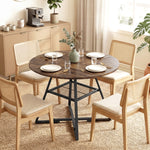 HOMCOM Round Dining Table For 4, 100 Cm Kitchen Table W/ Shelf, Rustic Brown