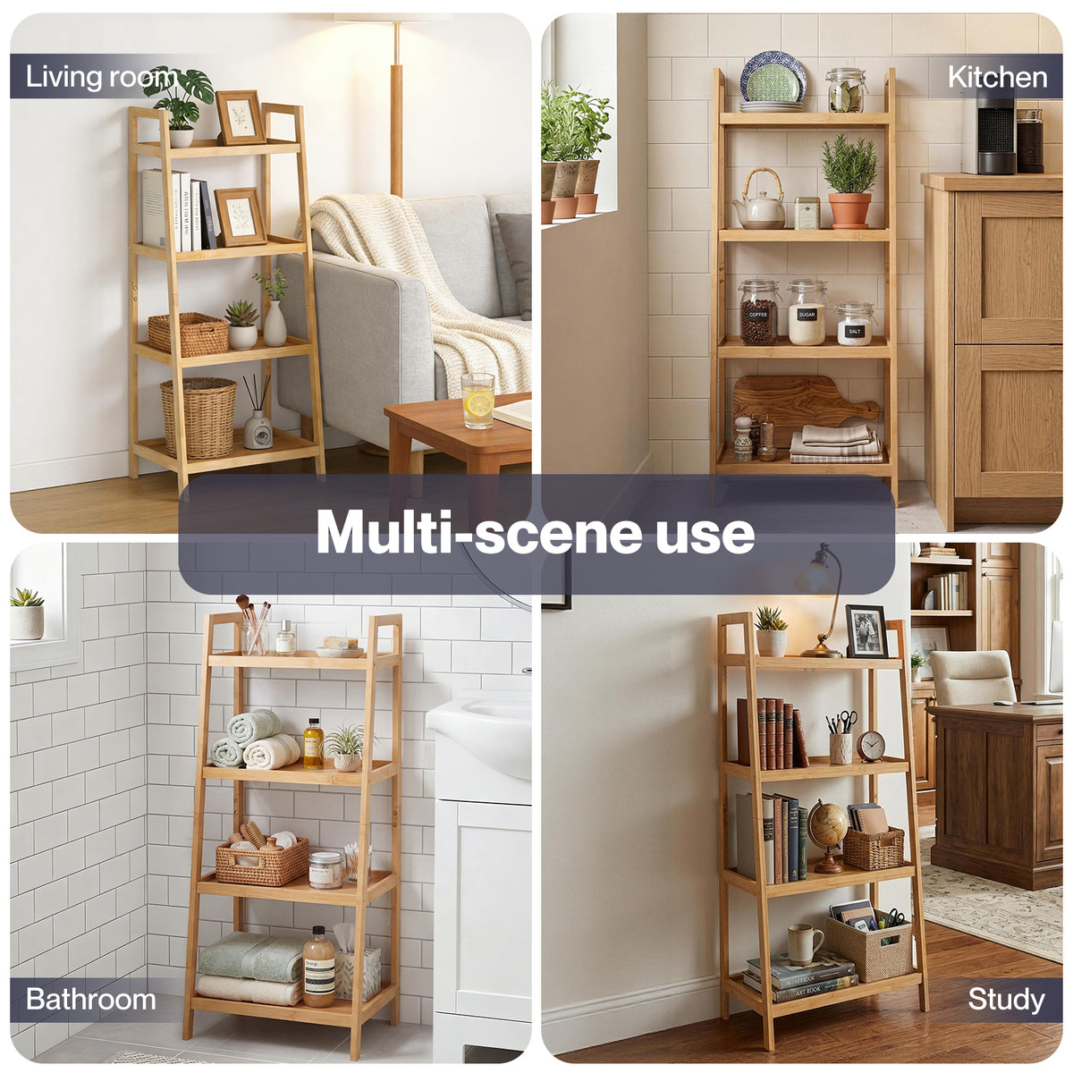 Bathroom Storage Shelves 4 Tier Rack Corner Bathroom Kitchen Bamboo