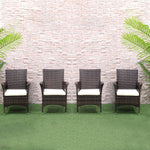 Outdoor Rattan Armchair Wicker Dining Chair Set For Garden | Set of 4 | Brown