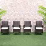 Outdoor Rattan Armchair Wicker Dining Chair Set For Garden | Set-of-4 | Brown
