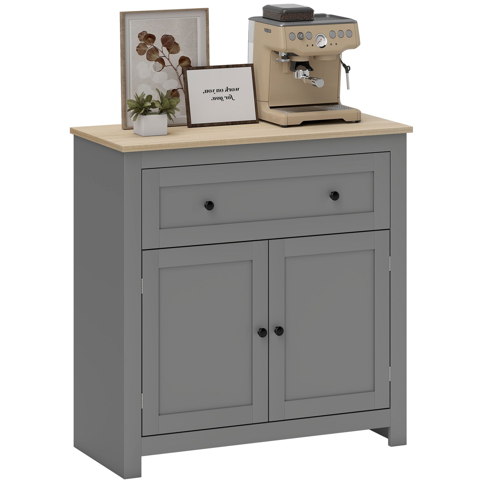 Sideboard Storage Cabinet With Adjustable Shelf, Drawer | Grey