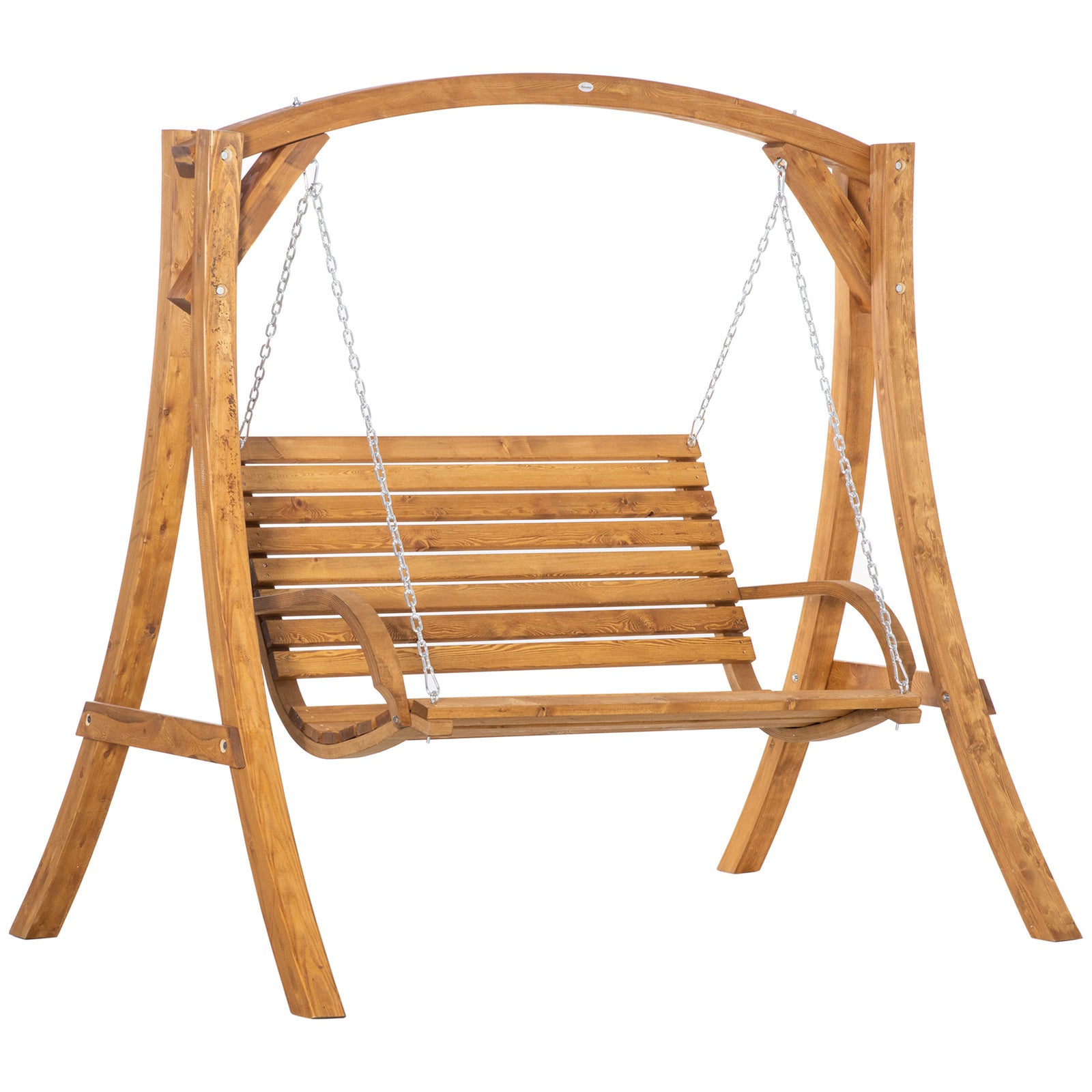 2 Seater Garden Swing Chair, Outdoor Wooden Swing Lounger