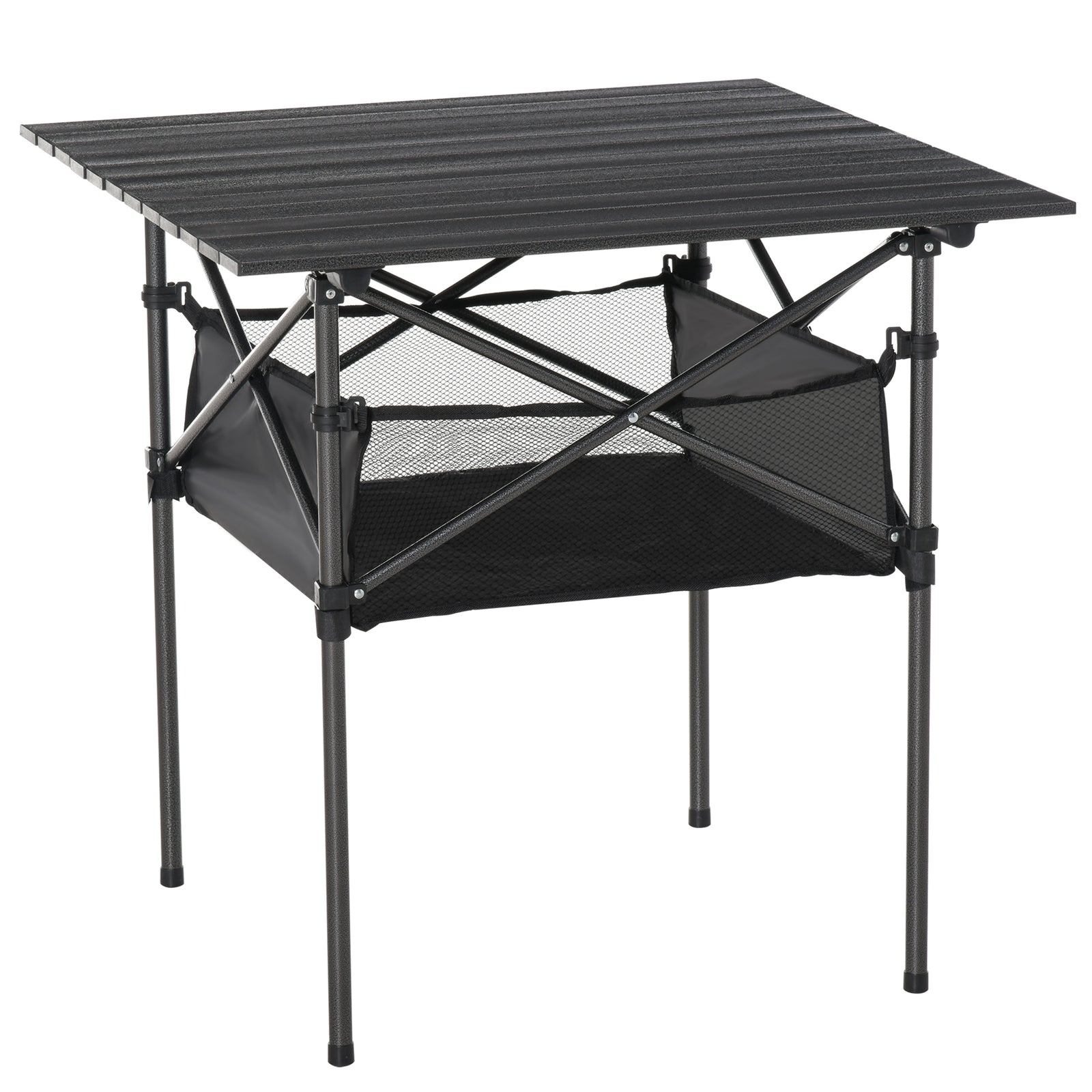 Aluminum Camping Table Folding Table Picnic Table W/mesh Bag | Black