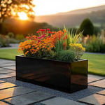 Zinc Galvanised Trough Planter | 100cm x 40cm x 40cm | Black Gloss