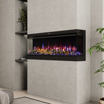 50’’ Smart Electric Fireplace with 3-Sided Panoramic Flame, WiFi App Control, 750W/1500W Heater, 12 Flame Colours, Crackling Sound & Adjustable Thermostat, Recessed Black Fireplace Heater
