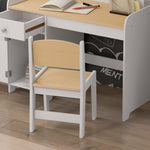 Kids Desk And Chair Set For 3-6 Year Old With Storage Drawer, White