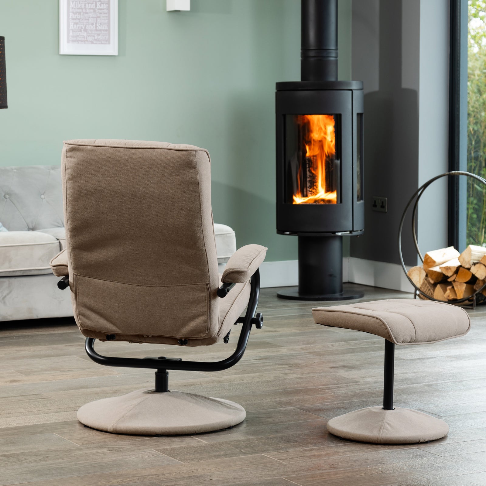 Ripley Swivel Recliner And Footstool | Cappuccino