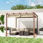 3 X 3(m) Aluminium Garden Pergola With Retractable Roof | Natural