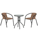 3 Pieces Garden Furniture Set With 2 Stackable Chairs | Brown