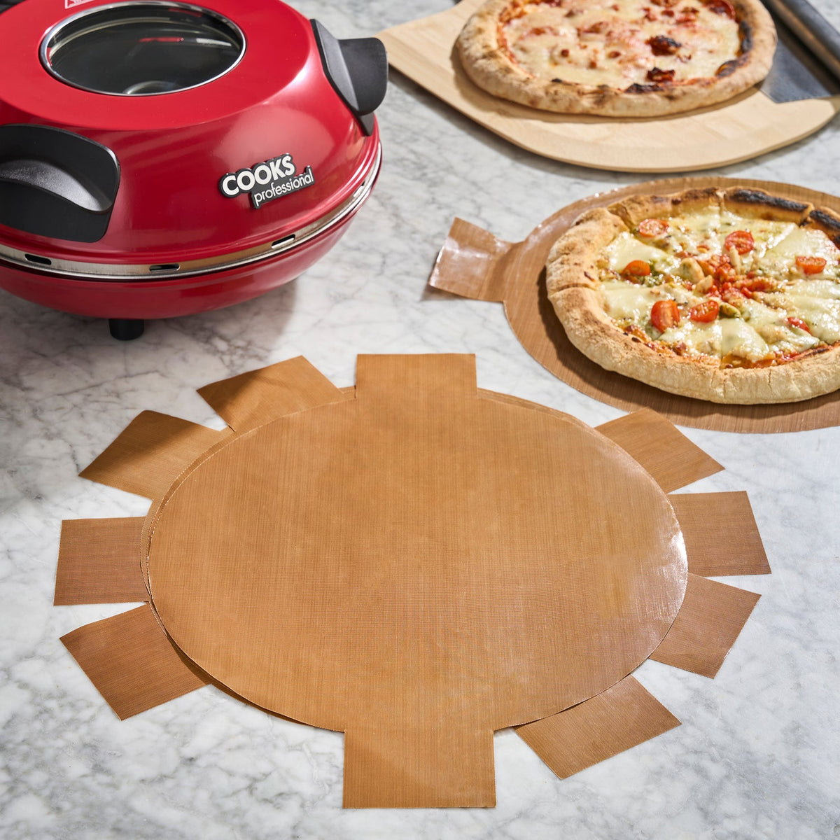 Set Of Non-stick Pizza Baking Sheets With Handles | 6 Piece | Brown