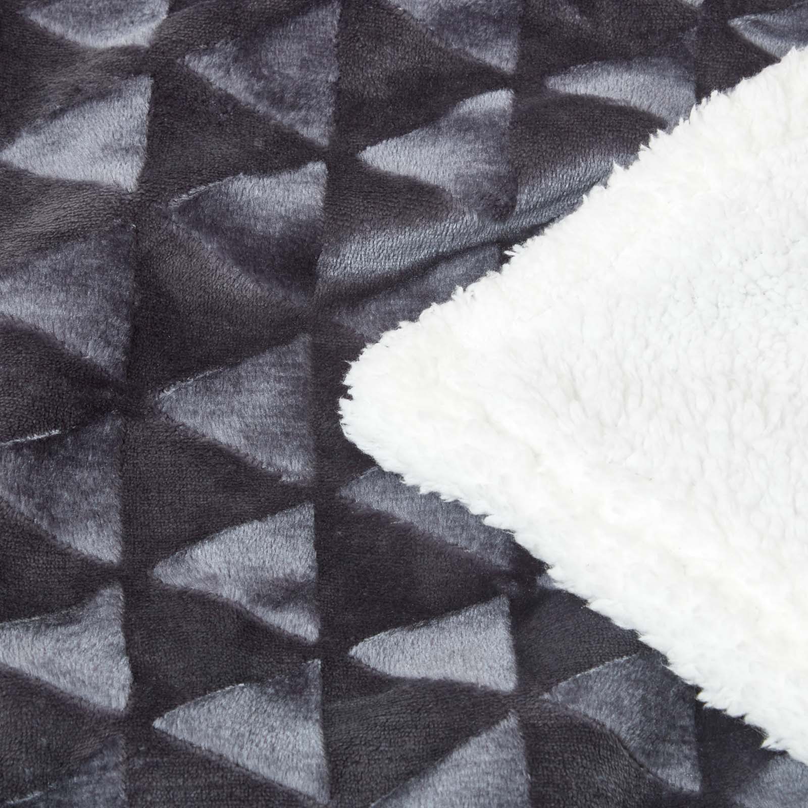 Geometric Triangle Velvet Throw | 160cm x 200cm | Dark Grey